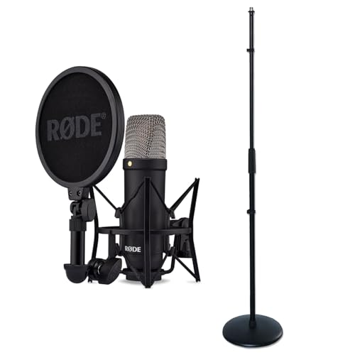 Rode NT1 Signature Black Studio-Mikrofon mit keepdrum geradem Mikrofonständer