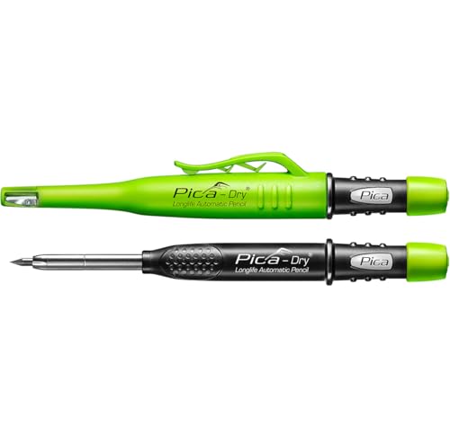 Pica 3030 Dry Automatic Longlife Tieflochmarker I langlebiger Marker mit Spitzer und Halteclip I Spezial-Graphitmine 2.8 mm I für den professionellen Handwerker I nachfüllbar I Staub- und Nässenschutz
