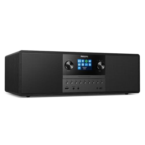 Philips Mikro-Musiksystem TAM6805 50W All-in-One mit Internetradio, Bluetooth, Spotify Connect, USB, CD-Player, DAB+, FM, Bassreflex-Lautsprecher – Kompaktes Audiosystem für Zuhause, Büro oder Küche