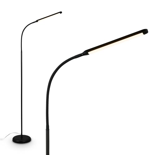 BRILONER - LED Stehlampe mit Touch, dimmbar, Speicherfunktion, Leselampe, Wohnzimmerlampe, Schlafzimmer Deko, Deckenfluter, Standleuchte, Stehleuchte, 21 x 170 cm, Schwarz