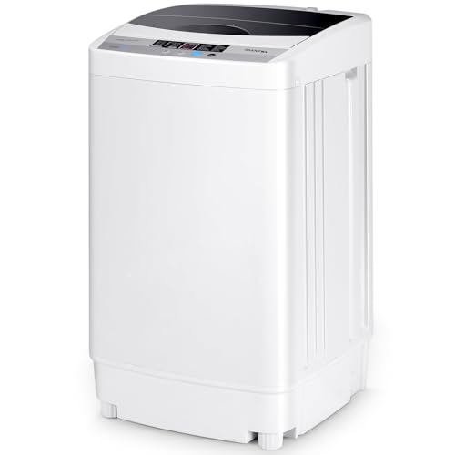 FANTASK Waschmaschine klein, Toplader Waschvollautomat 310W/ 50×50×85cm, Mini-Waschmaschine mit Display, Pump & Schleuder für Appartement und Wohnmobil [Energieklasse B]
