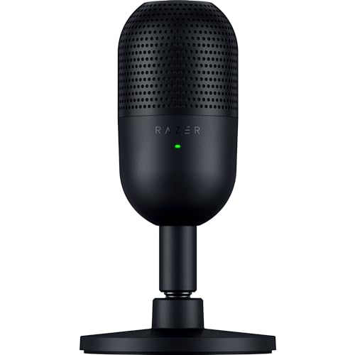 Razer Seiren V3 Mini - Ultrakompaktes USB-Mikrofon (14mm Supernieren Kondensatormikrofon, Tap-to-Mute-Sensor mit LED-Anzeige, integrierter Stoßdämpfer, Plug-and-Play Design) Schwarz
