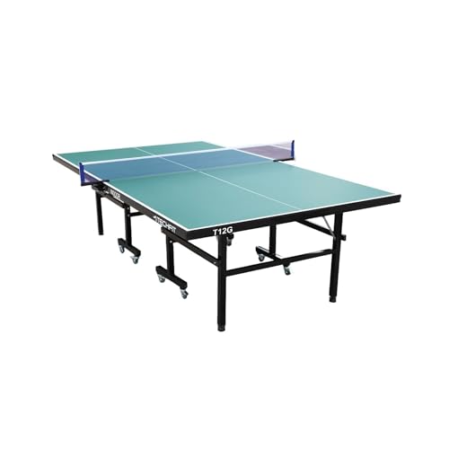 TechFit Tischtennisplatte Klappbar für Innen, 274x152,5x76 cm, 3tecMDF Premium Blat, Faltbar mit SMS System, Metallrahmen Schwarz, Stabil, Rollbar, Unilateral Neigungsfunktion