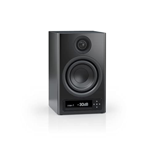 Nubert nuPro XS-3000 RC | Schwarzer Regallautsprecher | 1 Stück High End Kompaktlautsprecher | Bluetooth Lautsprecher aptX HD | Lautsprecher Verbindung kabellos High Res | Aktivbox in 2 Wege Technik