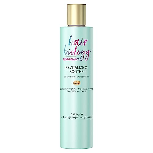 Hair Biology Shampoo, Meno Balance Revitalize & Soothe, 250ml, mit Pro-V, Vitamin B3 und weißem Tee, für dünner werdendes Haar und trockene Kopfhaut, Menopause, Wechseljahre, Haarpflege