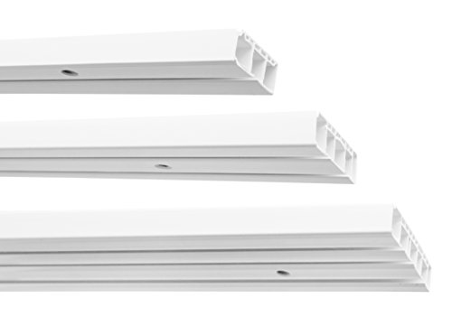 Garduna | 60cm /1-läufig | Kunststoff Gardinenschiene Vorhangschiene, (1-/ 2-/ 3-läufig, Kunststoff, weiss)