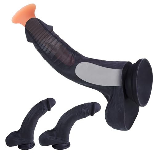 Jomyu 2-in-1 Realistic Dildo&Masturbator Sexspielzeug für Männer Frauen Mit starkem Saugnapf Hohle Penis Flexible Dildos Analdildo Butt Plug G-Punkt Massage Prostata Stimulation Penis Nachbildung (L)
