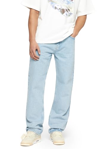 Buroc's Herren Straight Fit Jeans Hose Stretch Denim Männer Jeanshose Lang Streetwear, Farbe:Blue, Hosengröße:W33 L32