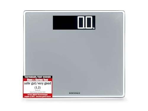 Soehnle Style Sense Comfort 600 Personen Digitalwaage mit Tragkraft bis 200 kg, Waage mit extragroßem LCD-Display, Personenwaage für sicheren Stand