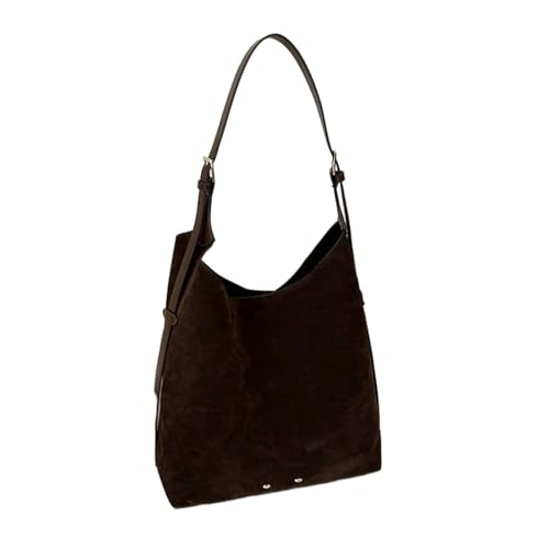 Gyios Handtasche Frauen Vintage Stil Schultertasche, Wildleder Farbe Crossbody Tasche Mit Langem Gürtel, Luxus Designer Handtasche, Für Tägliche Arbeitsreisen-kaffee-28x34x12