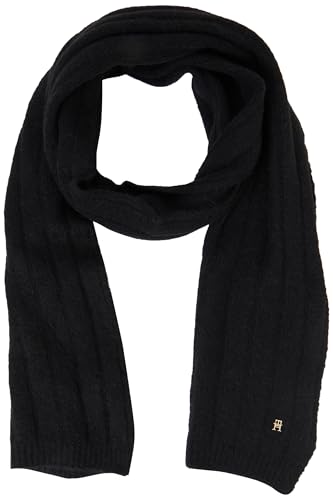 Tommy Hilfiger Damen Schal Timeless Scarf Tuch, Schwarz (Black), Einheitsgröße