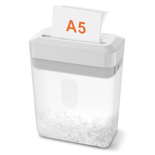 Bonsaii Aktenvernichter, 6 Blatt (A5) Kreuzschnitt, P-4 Hochsicherheit mit 6L Behälter, für Papier, Kreditkarten, Büro- & Heftklammern, C292-A