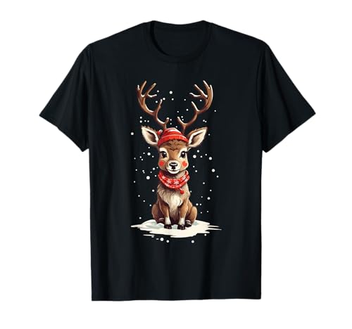 Süßes Rentier aus dem Norden magisches Weihnachten Design T-Shirt