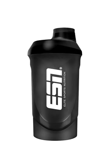 ESN Shaker, Black, 600 ml, auslaufsicher, Shaker mit Messskala zum einfachen Dosieren, frei von BPA & DEHP