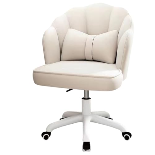 habeig Drehstuhl mit Rückenkissen, höhenverstellbar, 360° Drehung, gepolsterte Sitzfläche und Rückenlehne, 5-Fach Fußkreuz, belastbar bis 200 kg, Rosa oder Beige (Beige)