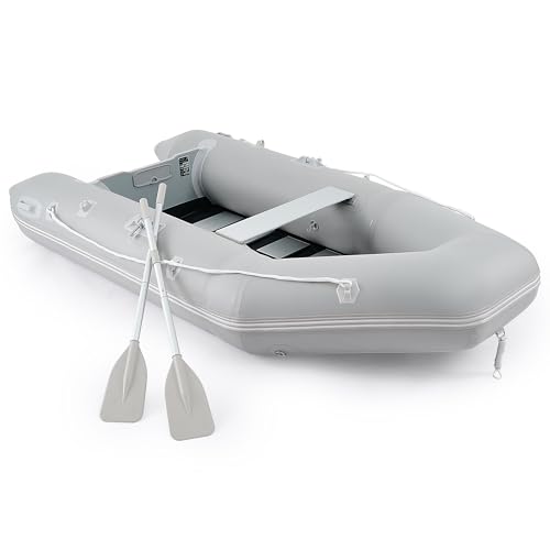 CO-Z Schlauchboot 4 Personen Aufblasbares Boot 300x150x42CM 3M Sportboot mit 2 Paddel und Luftpumpe Grau Paddelboot Ruderboot Schlauchboot Angeln mit Sitzbank Aluboden