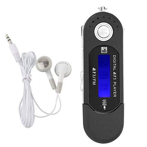 Digitaler MP3 Player, Tragbarer MP3-USB-Player mit LCD-Bildschirm und 32 GB Micro SD, FM-Radio, Sprachaufzeichnung, TF-Karte(Schwarz)