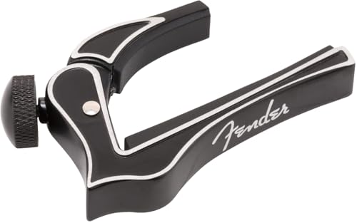 Fender Kapodaster, Robuster und langlebiger Gitarren Kapo für präzises Greifen, Perfekt für E-Gitarren und Akustikgitarren, Hochwertige Verarbeitung für klare Töne, Schwarz