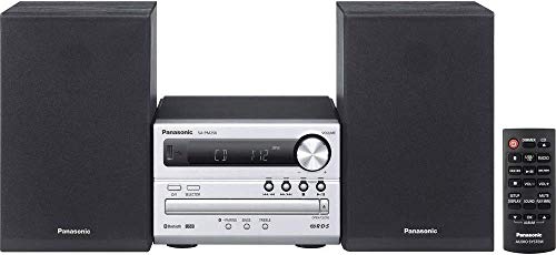 Panasonic SC-PM250EG-S Micro-Hi-Fi-Kompakt-Stereoanlage mit CD-Player, FM-Radio, USB & Bluetooth, 20-W-Lautsprecher, satter Bass & klarer Klang, Silber