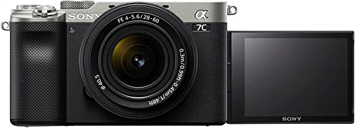 Sony Alpha 7C Spiegellose E-Mount Vollformat-Digitalkamera ILCE-7C (24,2 MP, 7,5cm (3 Zoll) Touch-Display, Echtzeit-AF, 5-Achsen Bildstabilisierung) incl. SEL-2860 Objektiv - Silber/Schwarz