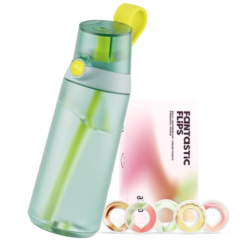 AIR UP® Trinkflasche Click Turtle Green Original Starterset mit Pods in 5 Geschmacksrichtungen | 600ml Trinkflasche mit zuckerfreiem Geschmack | spülmaschinengeeignet, BPA-frei