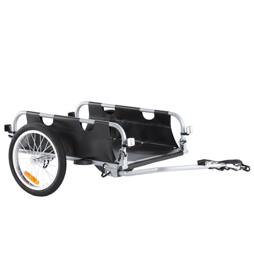 VEVOR Fahrradanhänger, 45 kg Tragkraft, Transportanhänger, faltbar und verstaubar, Schnellverschluss mit Universalkupplung, 41 cm Räder, sichere Reflektoren, passend für 558,8-711,2 mm Fahrradräder