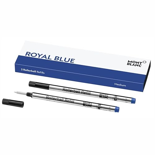 MONTBLANC Tintenroller Minen Royal Blue 105159 – Blaue Ersatzmine Roller Ball und Fineliner Größe M – 2 x Refill Rollerball M