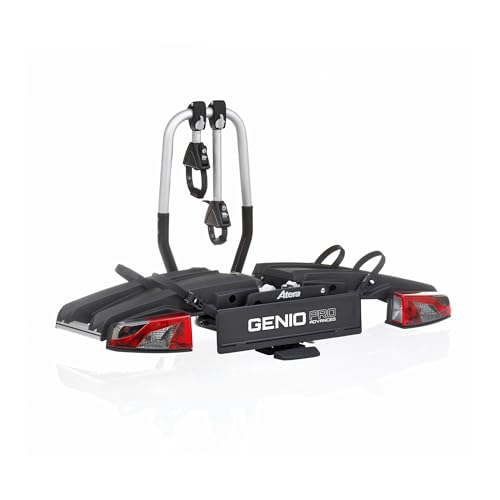 Atera 022780 PKW Fahrradträger Genio Pro Advanced, faltbar mit Rückleuchten - für 2 Fahrräder oder E-Bike, Silber