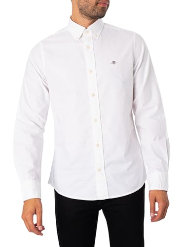 GANT Herren Slim Oxford Shirt Klassisches Hemd, White, M