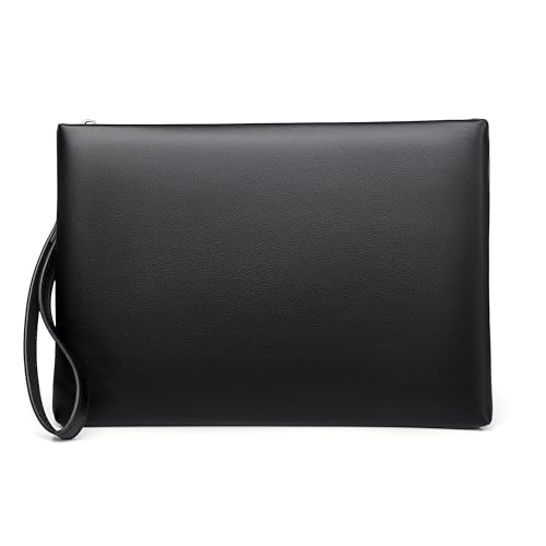 FSD.WG Herren Clutch Bag Handtasche Leder Reißverschluss Große Geldbörse Clutch Geldbörse mit Geld, schwarz, L, Leger