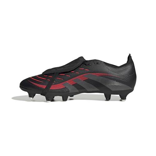 adidas Unisex Predator League FOLD-Over Tongue Soft Ground Football Boots, Core Black/Grey Four/Lucid Red, 44 2/3 EU