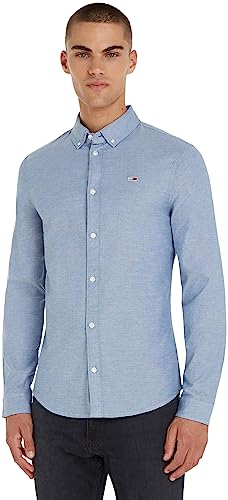 Tommy Jeans Herren Tjm Slim Stretch Oxford Shirt Dm0dm09594 Langarmhemden Gewebte Oberteile, Blau (Twilight Navy), M EU