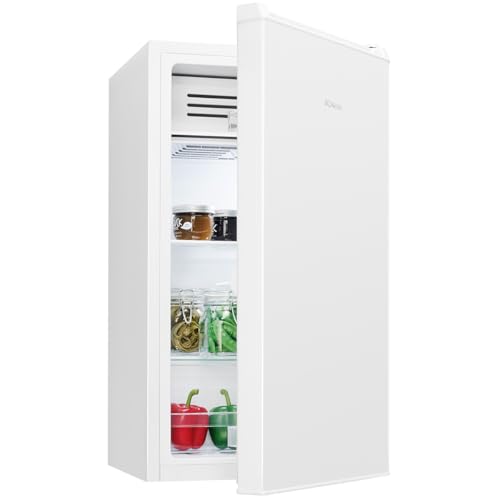 Bomann® Kühlschrank mit Frostfach | 83 Liter | energieeffizient, leise & kompakt | 0°C - 8°C, stufenlos regelbar | 2 Ablagen & Gemüsefach | LED Beleuchtung | Türanschlag wechselbar | KS 7257 weiß