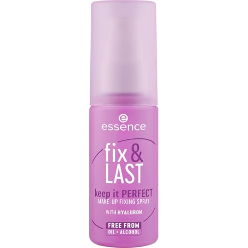 essence fix & LAST keep it PERFECT MAKE-UP FIXING SPRAY, Transparent, fixierend, natürlich, strahlend frisch, vegan, ölfrei, ohne Parfüm, ohne Alkohol, 1er Pack (50ml)