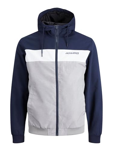 JACK & JONES Herren Jjerush Blokerende Hood Bomber Jacke, Navy, XXL EU