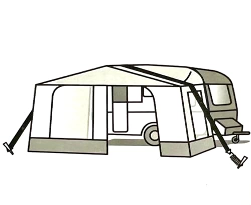 KOVA® Sturmband XL für Vorzelte & Markisen Wind-Sicherung 2X Hering & Spannfeder für Zelt Zelte Markise Vorzelt Pavillon Wohnwagen Wohnmobil Camping Zubehör Dachhalteband Spanngurt + 1 BILDMAGNET