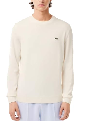 Lacoste Herren Pullover Rundhals AH0128, Männer Basic Strickpulli,Regular Fit,Weiß,6 (XL)