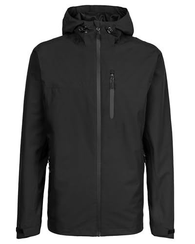 The ScotchMan M Wasserdichte Ultraleichte Outdoor Regenjacke Windbreaker Übergangsjacke Damen Herren Reißverschlüsse durch verschweißte Nähte Geschütz Packbar Schwarz