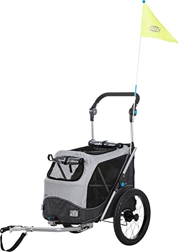 TRIXIE Hundeanhänger für das Fahrrad 54 x 60 x 85 cm bis zu 30 kg – reflektierend und mit praktischer Schnellfaltfunktion – mit integriertem Kissen und Leine - inkl. Anhängerkupplung - 12798