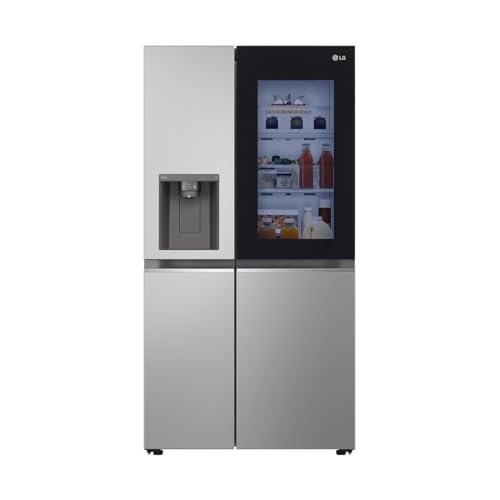 LG GSGV81PYLL Side by Side Kühlschrank, Klasse E, 635 L, Instaview, Kühlschrank mit Gefrierfach, Eis-, Crushed Ice- Wasserspender, Total NoFrost, Smart Inverter Kompressor, Wi-Fi