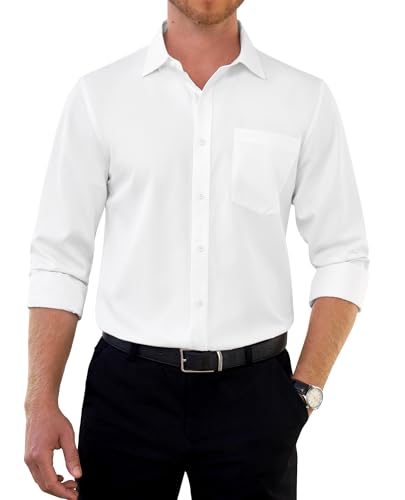 siliteelon Hemd Herren Langarm Weiß Knitterfrei Anzug Business Hemd Herren Langarm Weiss Regular Fit