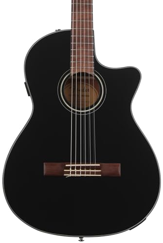 Fender CN-140SCE Nylon-Akustikgitarre, Walnuss-Griffbrett, Schwarz mit Koffer, Inklusive kostenloser virtueller Kurse auf Fender Play