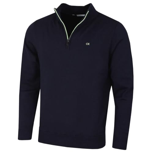 Calvin Klein Herren Heather Half Zip Pullover - Marine/Limette - L