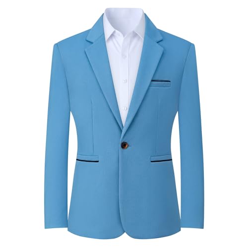 Mylldey Strick Blazer Männer Business EIN-Knopf Anzug Jacke Regular fit Casual Sport Mantel Herren Blazer, Blau, XL