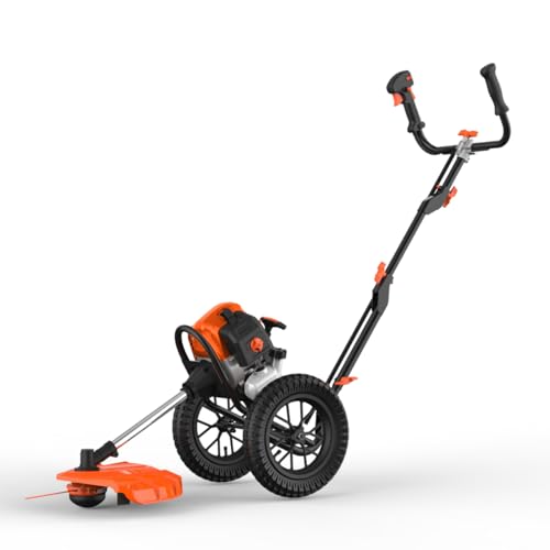 FUXTEC Benzin Motorsense auf Rädern FX-FSR162 mit 62 cc - große Lufträder & 3,5 PS Leistung – 2-Takt Rasentrimmer/Trimmer, Freischneider mit Faden