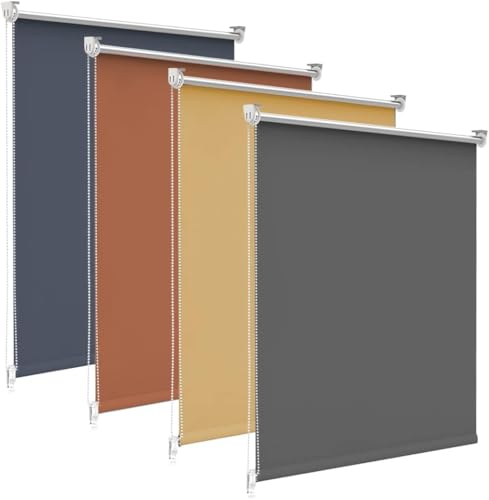bobodeco Verdunklungsrollo ohne Bohren & mit Bohren, Verdunkelungsrollo Klemmfix, Dunkelgrau 45x170cm (BxH), Thermorollo Sichtschutz und Sonnenchutz, Rollos Hitzeschutz für Fenster & Tür