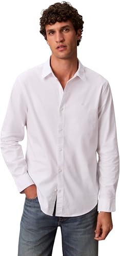 Calvin Klein Herren Hemd Solid Oxford Classic Shirt Freizeithemd, Weiß (Brilliant White), M