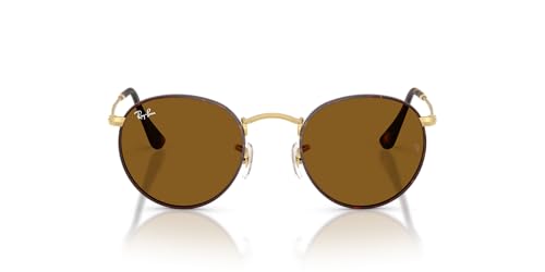 Ray-Ban Rb3447 Runde Sonnenbrille aus Metall, Matte Havana auf mattem Gold/Braun, 50 mm