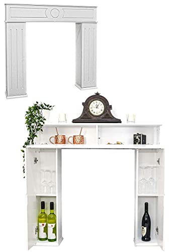 DuneDesign Geheimfach Kaminkonsole mit Stauraum - 107x100 Kaminumrandung Holz Deko Kaminrahmen mit Regal - Kaminattrappe Schrank - Umrandungen Konsole - Wohndekoration Wohnzimmer