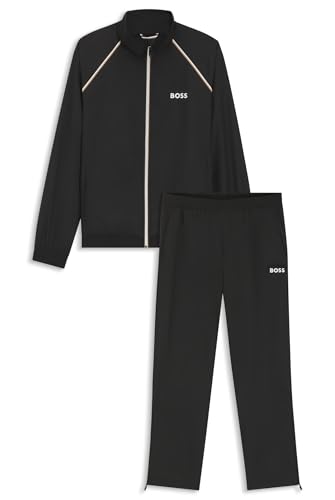 BOSS Herren LW Match Tracksuit Sportiver zweiteiliger Trainingsanzug mit wasserabweisendem Finish und Reißverschluss am Saum Schwarz001 XL
